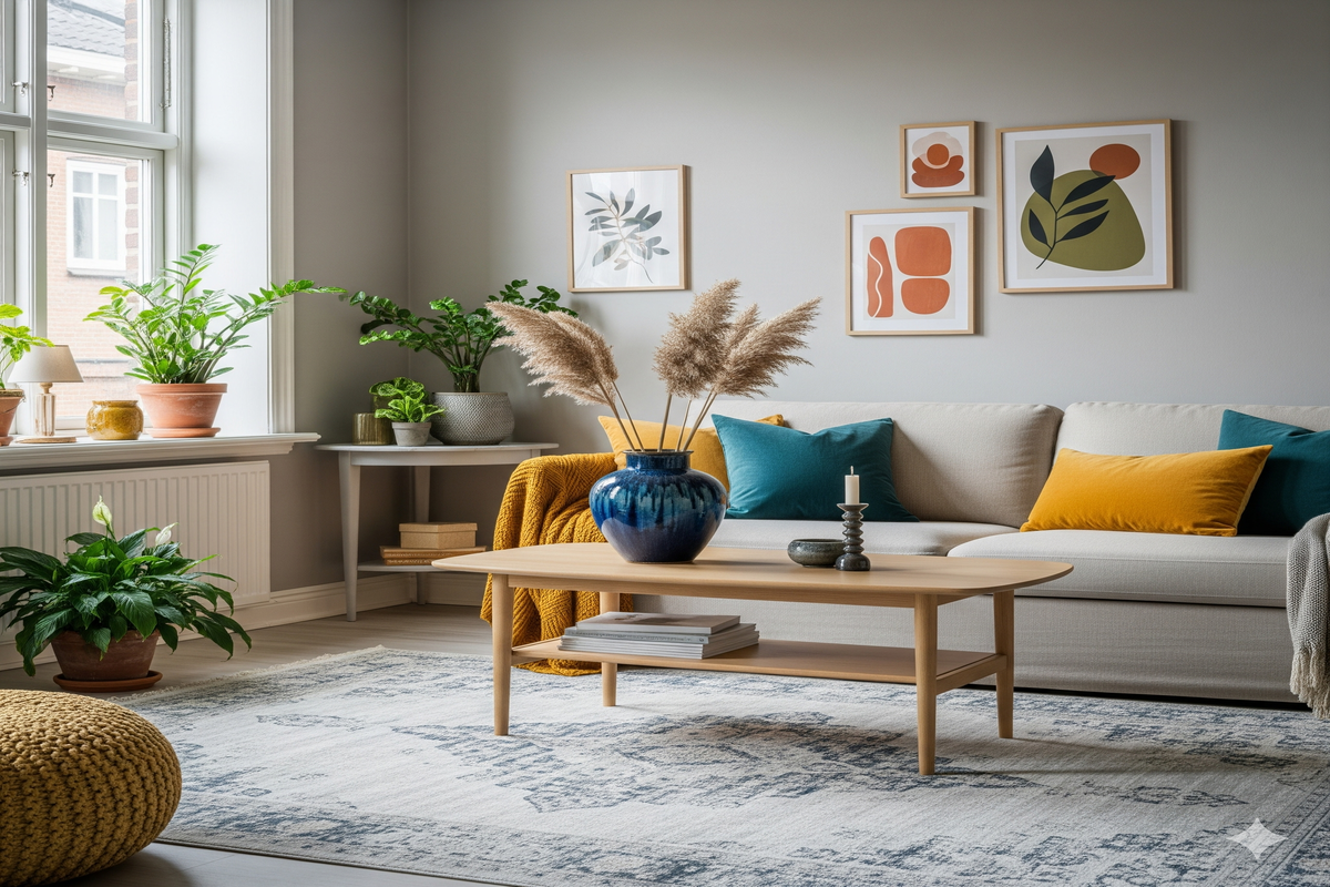 Crie 1 imagem para o artigo com o título:Como Usar Cores na Decoração e Criar Ambientes Harmoniosos